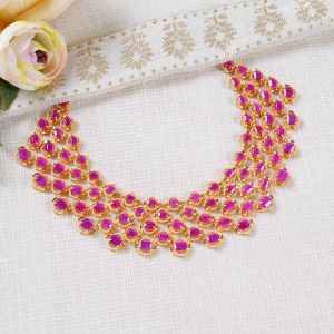 Royal Ruby Mesh Gold Choker Necklace