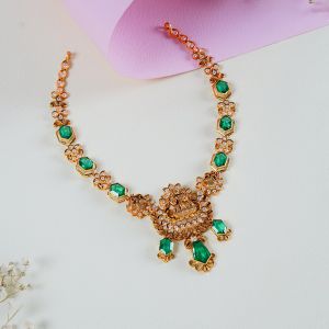 Geometric Goddess Lakshmi Gold Necklace