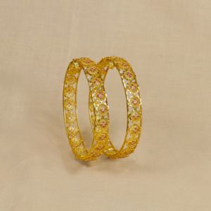 22Kt Enchanting Ruby Floral Gold Bangles 112MP1123-112MP1124