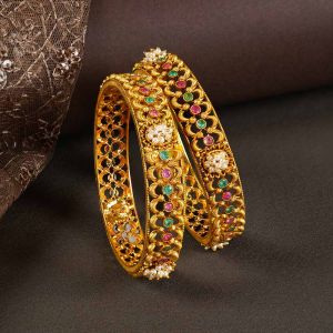 Opulent Vintage Finish Antique Gold Bangles