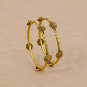 22Kt Ethnic Elegance Antique Gold Bangles 125VG2281-125VG2282