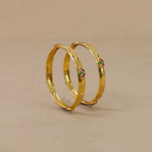 22Kt Flower Motif Gold Bangles For Kids 12VH2200-01