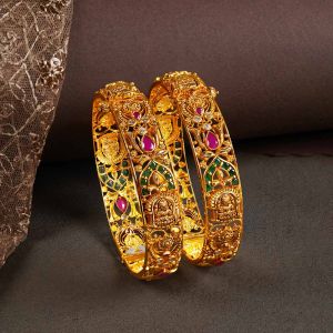 Goddess Grace Lakshmi Bridal Gold Bangles