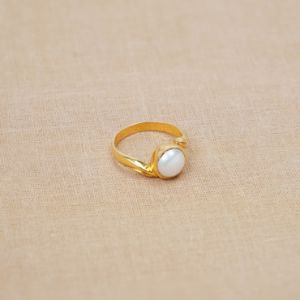 Simple Pearl Gold Ring For Women 94VH7045
