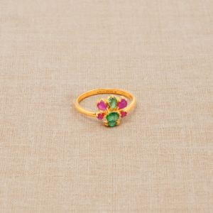 Subtle Gold Ruby Emerald Ring For Women