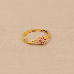 Glinting Gemstone Blossom Gold Ring