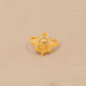 Om Carved Turtle Gold Finger Ring For Women