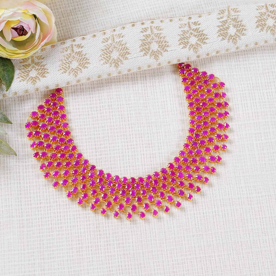 Grand Ruby Layered Gold Choker Necklace