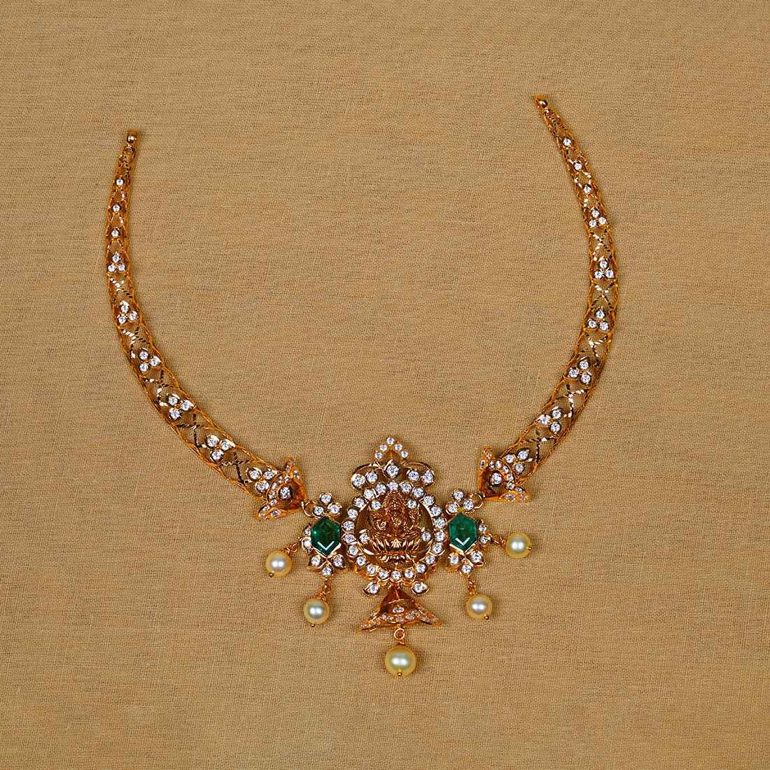 Radiant Pachi Work Gold Lakshmi Kante