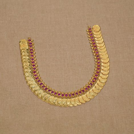 Magnificent Ruby And Gold Lakshmi Kasu Necklace 110VG8292