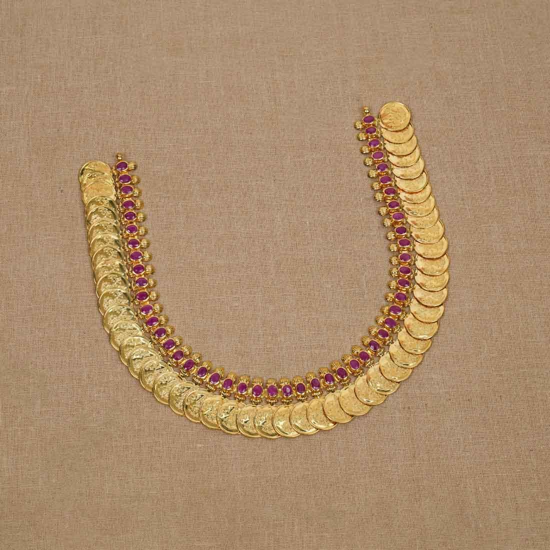 Magnificent Ruby And Gold Lakshmi Kasu Necklace 110VG8292