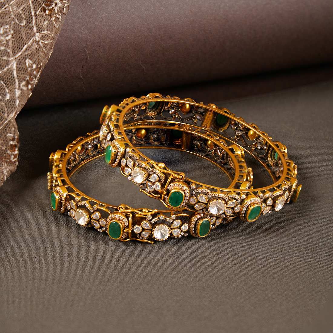 Classic Victorian Emerald Gold Bangles
