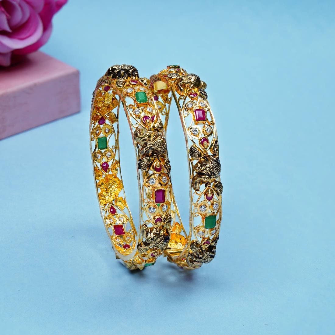 22Kt Gold Indian Elephant Design Gold Bangles