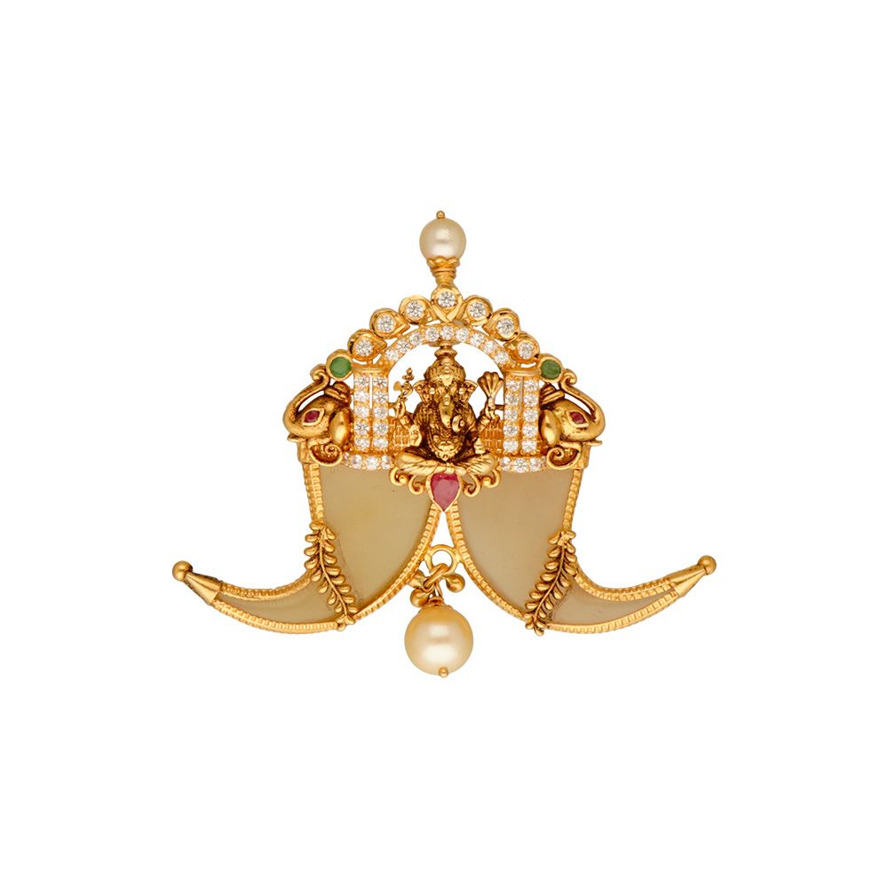 Divine Ganesha Tiger Nail Gold Pendant 115VG1593
